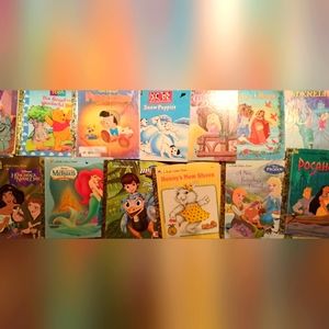 Lot Of 14 Golden Children's Books Winnie the Pooh, Pocahontas, Mermaid, etc